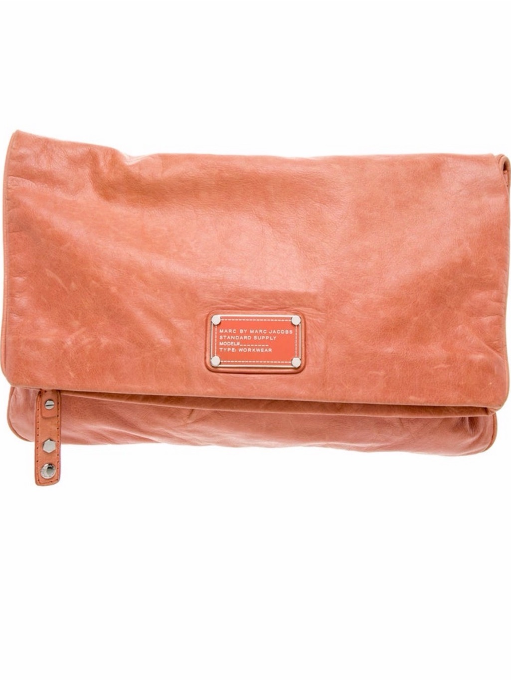 Marc By Marc Jacobs Coral Fold-Over Leather Clutch